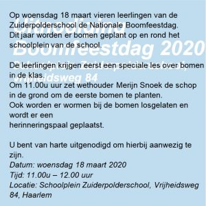 Uitnodiging boomfeestdag 2020